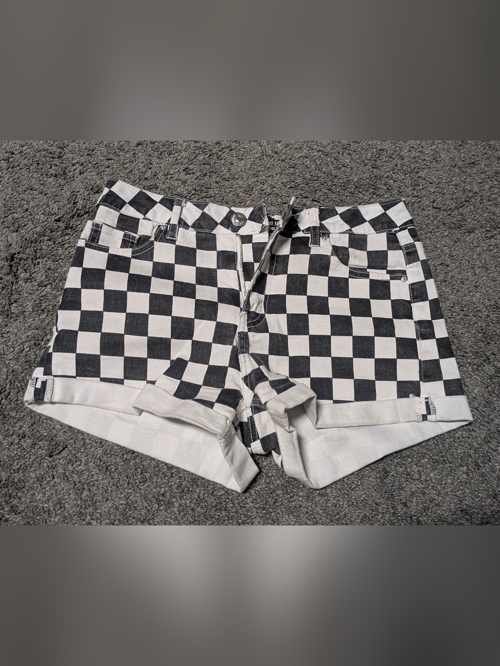 Almost Famous Black and White Checkerboard Shorts